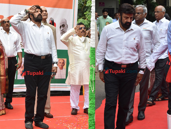 NBK Hoisting Indian Flag At Basavatarakam Hospital